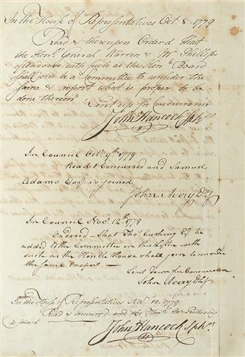 (VERMONT.) JAY, JOHN. Letter Signed, as President of the Continental Congress, to Massachusetts Council President Jeremiah Powell (The